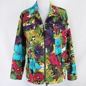 Live Show Chicos Jacket Womens Small 0 Bright Floral Trucker Style  Pockets
